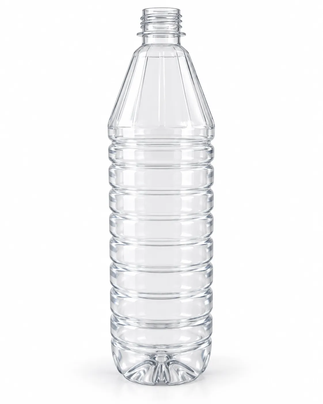 Modèle de bouteille PET 1 litre à épaulement facetté